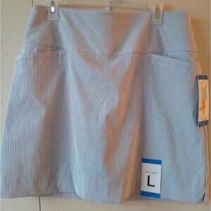 S.C. & Co. Women Pull-On Tummy Control Athletic Golf Skort-Skirt Stripped Blue L